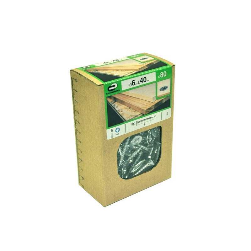 Lot de 80 Vis Acier Tête Fraisée Standers Diam.6 Mm X L.40 Mm