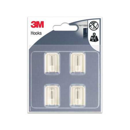 Lot de 4 crochets adhésif 3M blanc