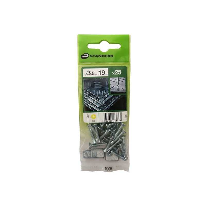 Lot de 25 Vis autoperceuse Acier Tête Fraisée Phillips Standers X L.19 Mm