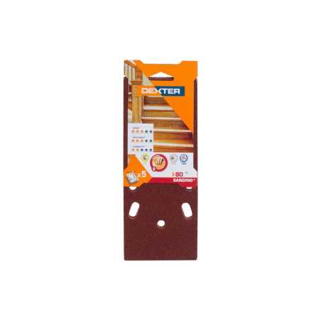 Lot de 5 Garnitures Abrasives Dexter 93 X 230 Mm Grains 80