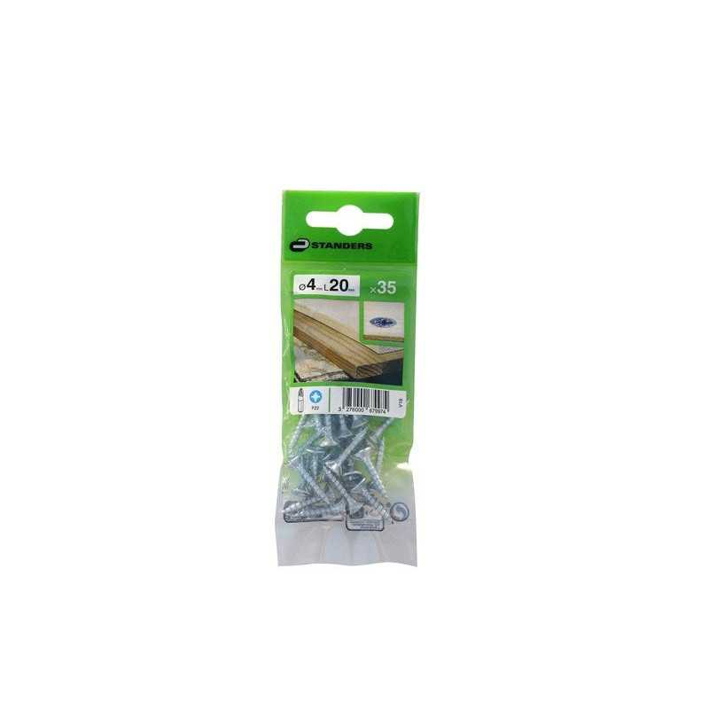 Lot de 35 Vis Acier Tête Fraisée Standers Diam.4 Mm X L.20 Mm