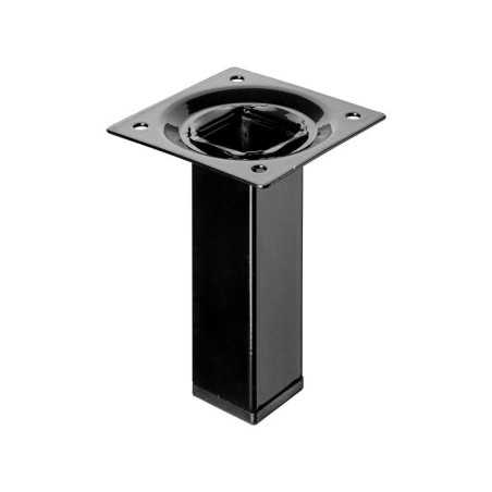 Pied De Meuble Carré Fixe Acier Époxy Noir 10 Cm