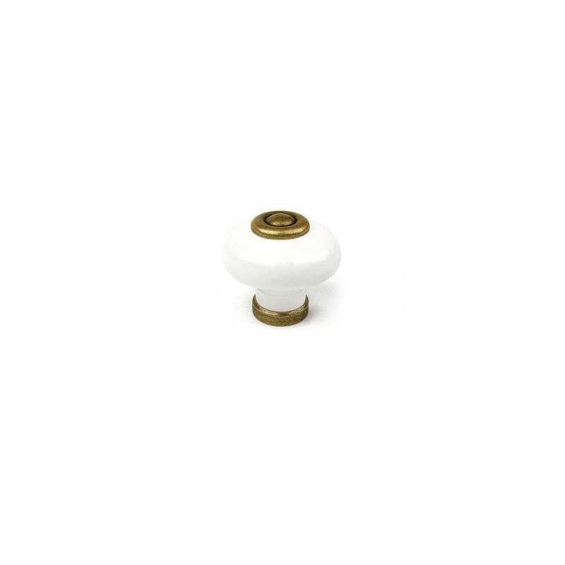 Lot de 4 Boutons De Meuble Rond Porcelaine Brillant H.28 X L.31 X P.31 Mm