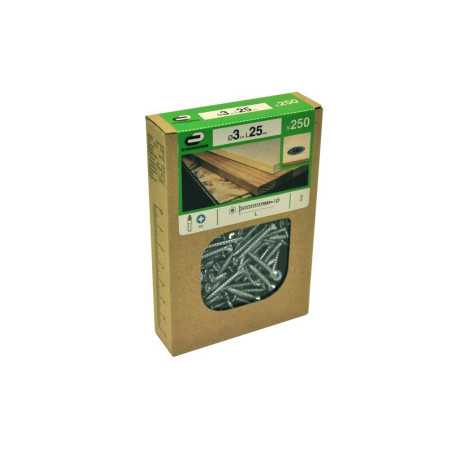Lot de 250 Vis Acier Tête Fraisée Standers Diam.3 Mm X L.25 Mm