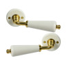 2 Poignées Sur Rosace Porcelaine Inspire Porcelaine De Limoges Laitonné Sans Tr