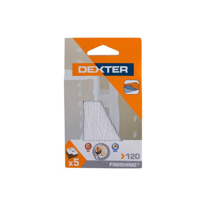 Lot de 5 Feuilles Abrasives Dexter Pour Ponceuse Spéciale Plâtre Grains 120