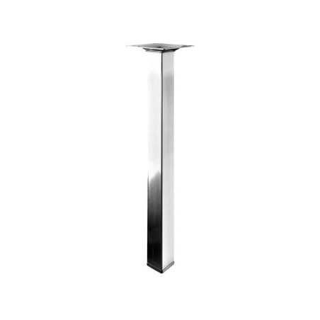 Pied Table Basse Carré Hettich Fixe Acier Brossé Gris