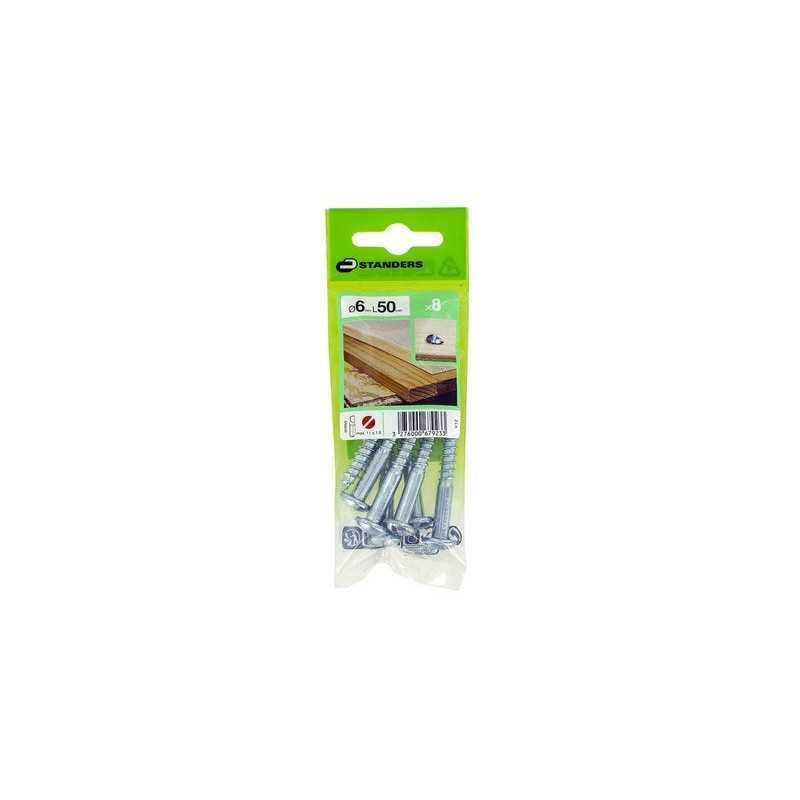 Lot de 8 Vis Acier Tête Ronde Standers Diam.6 Mm X L.50 Mm