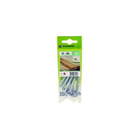 Lot de 8 Vis Acier Tête Ronde Standers Diam.6 Mm X L.50 Mm
