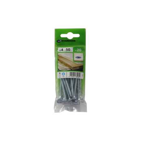 Lot de 20 Vis Acier Tête Fraisée Standers Diam.4 Mm X L.50 Mm