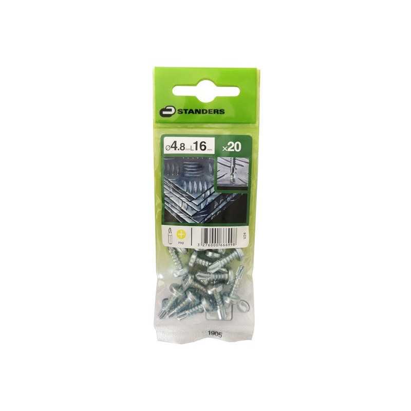 Lot de 20 Vis autoperceuse Acier Tête Fraisée Phillips Standers X L.16 Mm