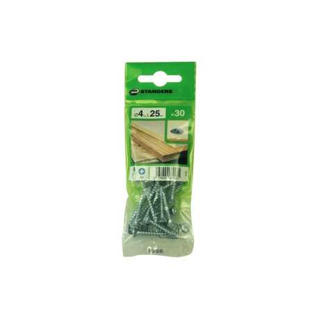 Lot de 30 Vis Acier Tête Fraisée Standers Diam.4 Mm X L.25 Mm