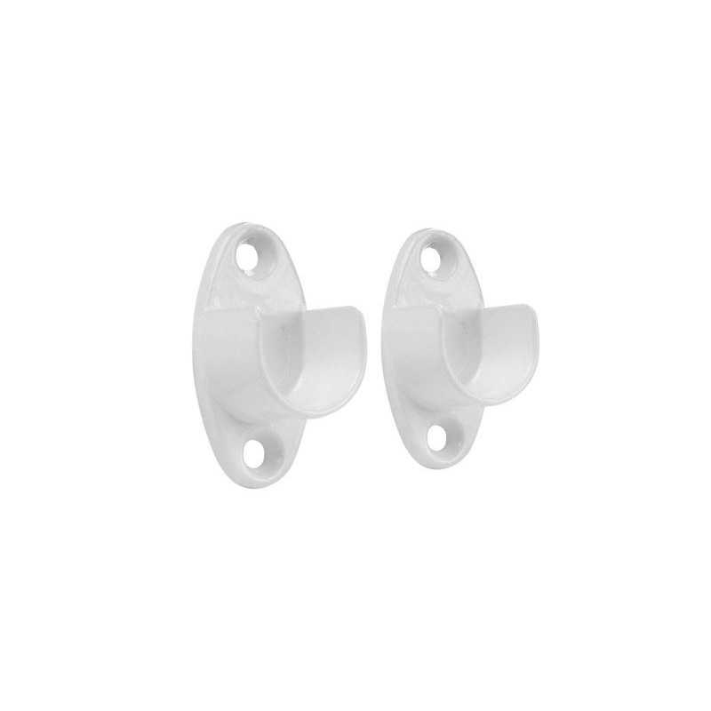 Lot de 2 support de barre de penderie D18 mm rond blanc 21.9 m