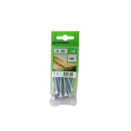 Lot de 10 Vis Acier Tête Fraisée Standers Diam.5 Mm X L.50 Mm