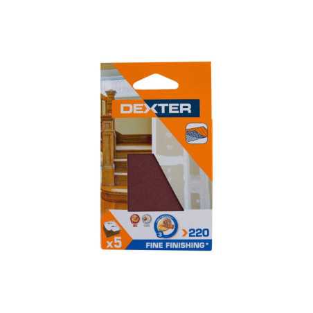 Lot de 5 feuilles abrasives Dexter pour ponceuse à bande grains 220