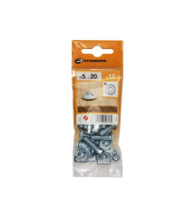 Lot de 12 boulons tête ronde acier zingué L.20 X Diam.5 Mm