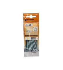 Lot de 12 Boulons Tête Autofraisée Plate Acier Zingué L.50 X Diam.4 Mm Standers