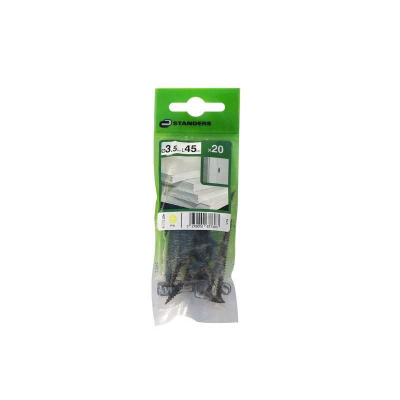 Lot de 20 Vis Acier Trompette Phillips Standers X L.45 Mm