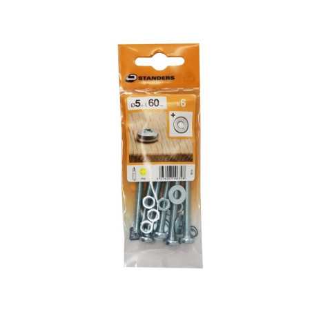 Lot de 6 Boulons Tête Cylindrique Acier Zingué L.60 X Diam.5 Mm