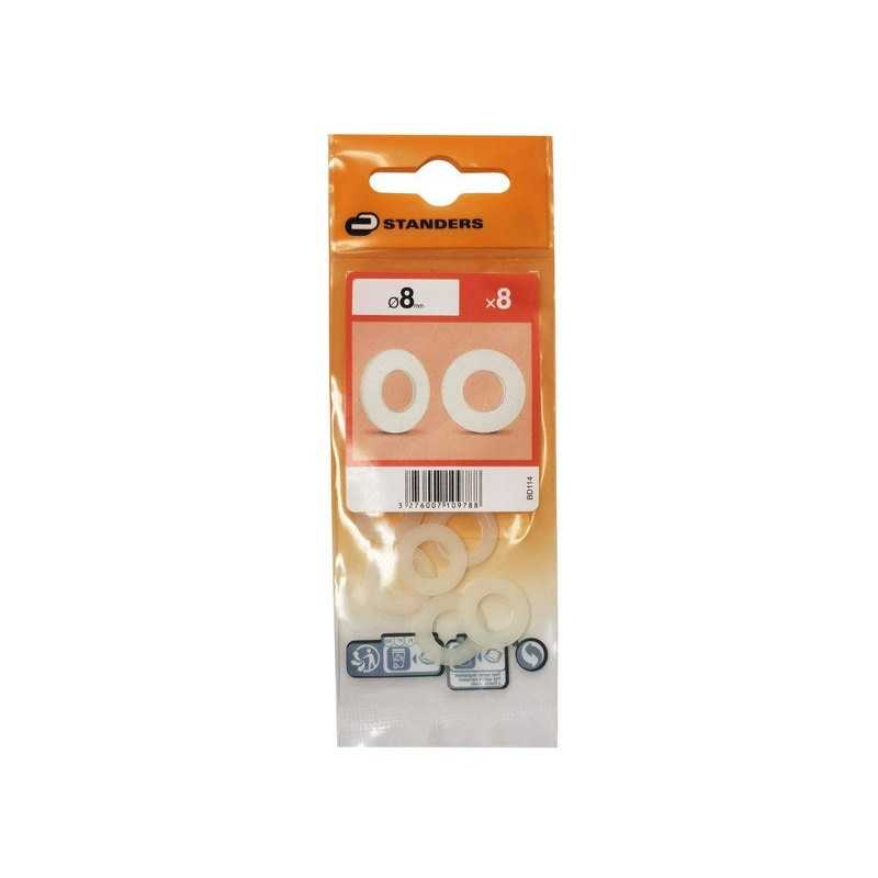 Lot de 8 Rondelles Nylon Brut Diam.8.3 Mm Standers