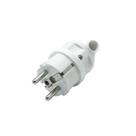 Fiche électrique mâle 2 pôles + terre connexion sur le côté 16 A blanc
