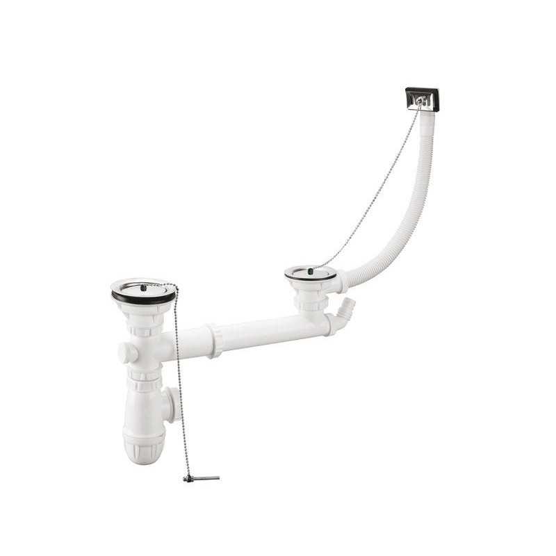 Vidage dÃ©vier avec siphon Ã©vier 2 cuves diam. 60 mm