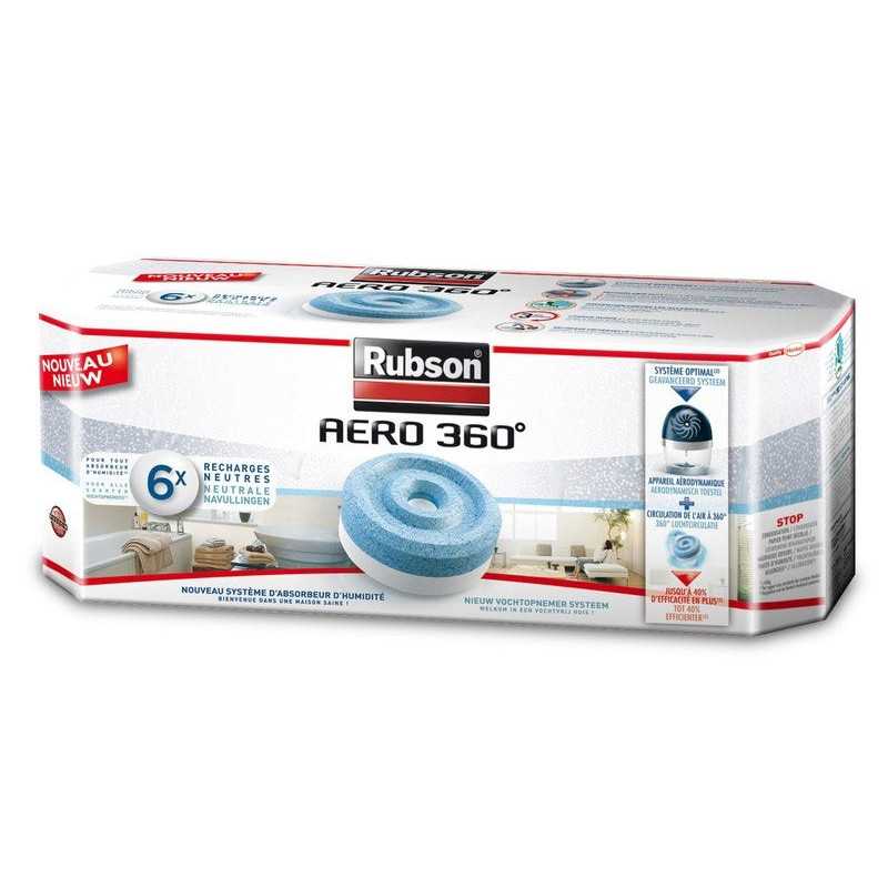 Lot de 6 recharges tablette pour absorbeur d'humidité RUBSON Aéro 360°
