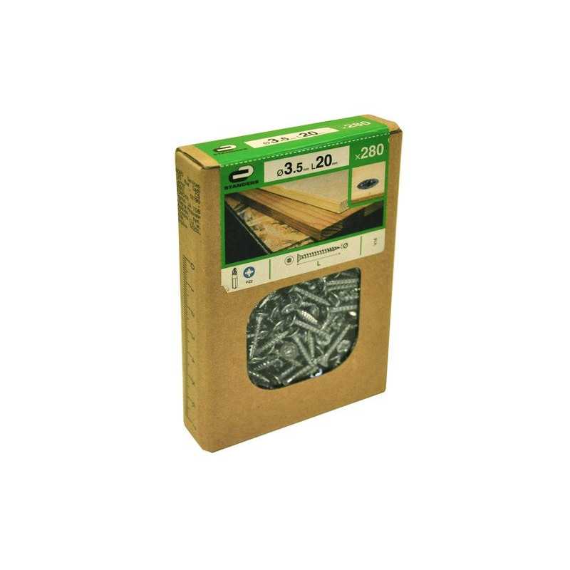 Lot de 280 vis acier t?te frais?e pozidriv STANDERS D 3.5 x L.20 mm