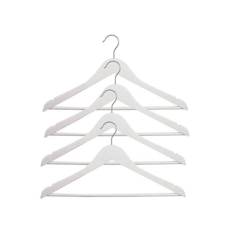 Lot de 4 Lot de 4 cintres SPACEO bois et acier blanc H.23 x l.44.5 x P.4.8 cm