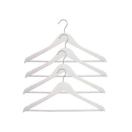 Lot de 4 Lot de 4 cintres SPACEO bois et acier blanc H.23 x l.44.5 x P.4.8 cm