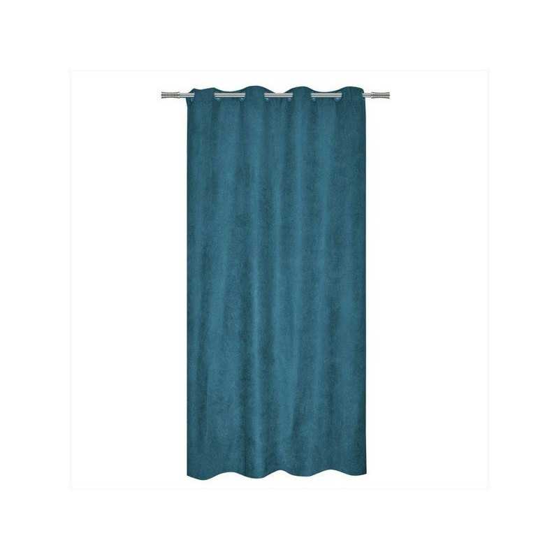 Rideau tamisant Newmanchester suédine bleu l.140 x H.280 cm