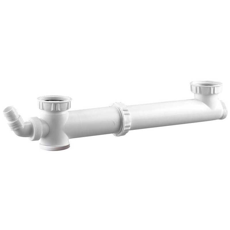 Tubulure évier 2 cuves entraxe réglable 160-360 mm 1 prise VALENTIN