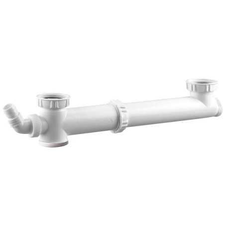 Tubulure évier 2 cuves entraxe réglable 160-360 mm 1 prise VALENTIN