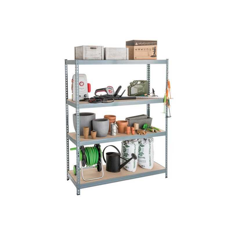 Etagère métal gris anthracite peint SPACEO spaceo 4 tablettes l.150xH.190xP.60