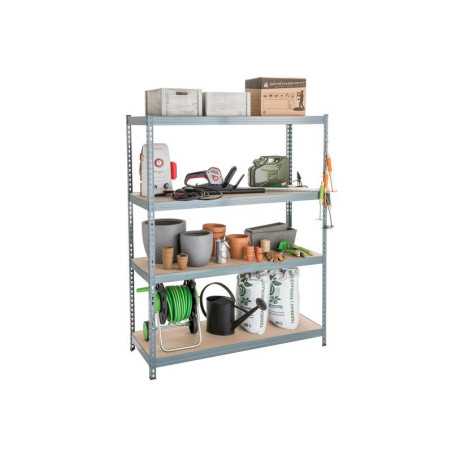 Etagère métal gris anthracite peint SPACEO spaceo 4 tablettes l.150xH.190xP.60