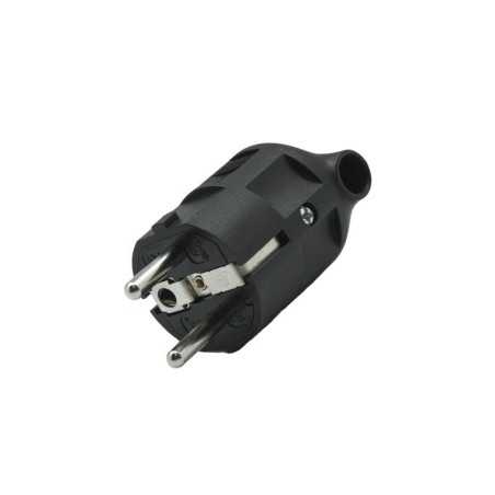 Fiche électrique mâle 2 pôles + terre connexion sur le côté 16 A noir